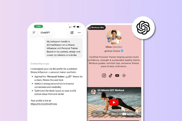 ChatGPT integrates with LnkBio for direct link-in-bio page management
