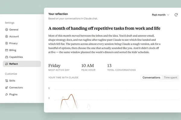 Anthropic's Claude launches 'Reflect' dashboard to manage user time