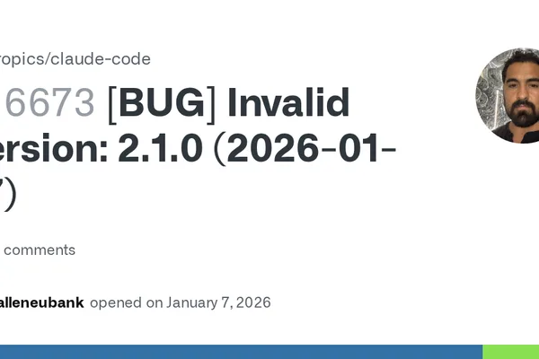 Claude Code CLI fails on version 2.1.0