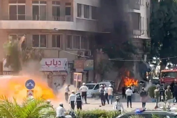 Explosions rock Damascus during French President Macron's visit