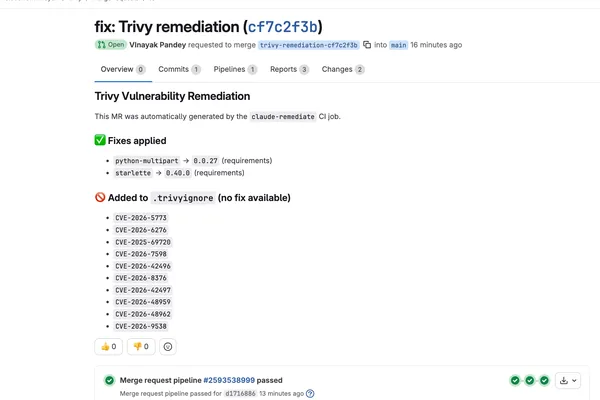AI workflow uses Claude, Trivy, and GitLab for security remediation