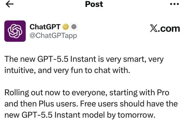 OpenAI rolls out new GPT-5.5 Instant model