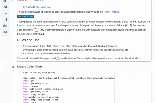 Sasha Rush releases Autodiff Puzzles to teach automatic differentiation