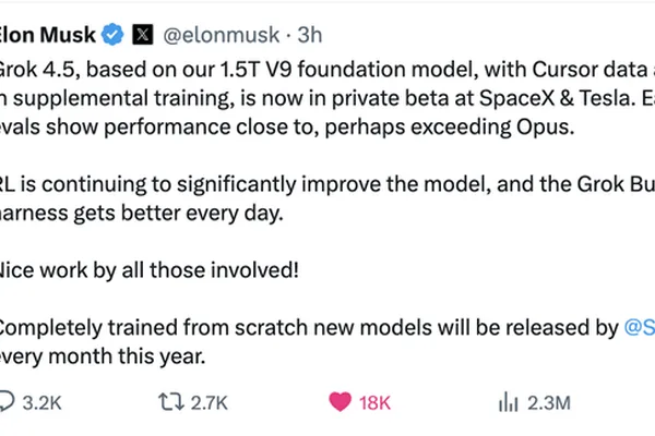 SpaceX's Grok 4.5 enters private beta, plans monthly model releases