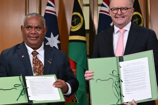 Australia and Vanuatu sign security pact banning foreign military bases