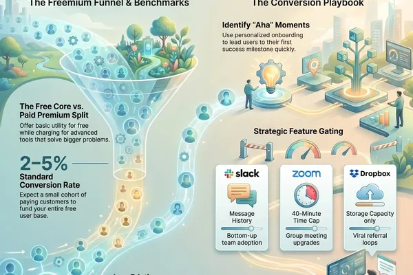 Freemium Model Strategies Visualized for Customer Conversion