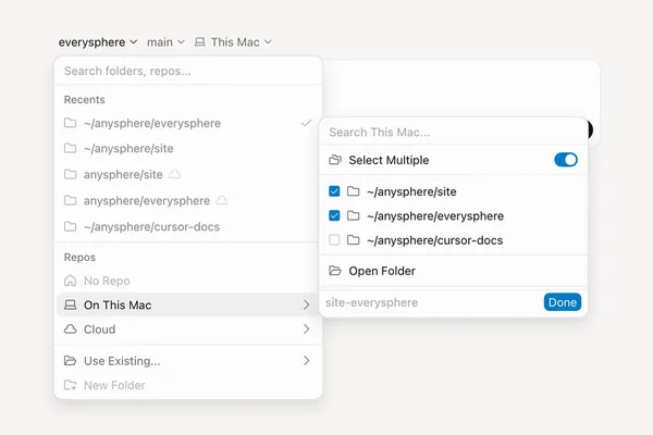 Cursor AI IDE adds side chats, transcript search, and improved pickers