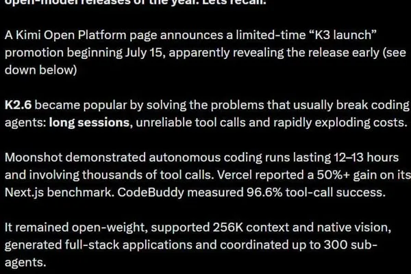 Kimi K3, DeepSeek V4, and Mistral models lead open-weight AI surge · 1 source tracked