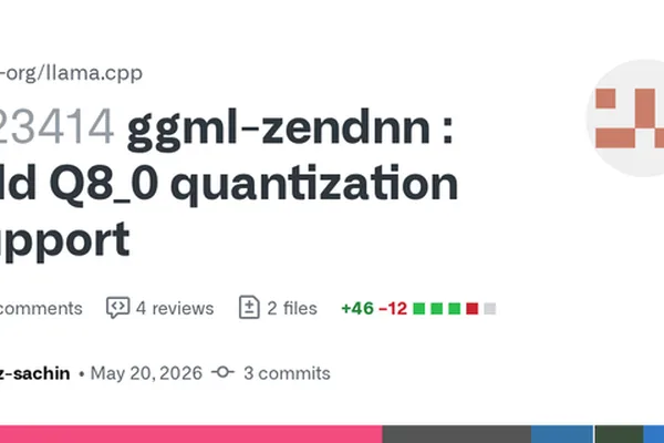 llama.cpp adds Q8_0 quantization support with ZenDNN backend, boosting performance