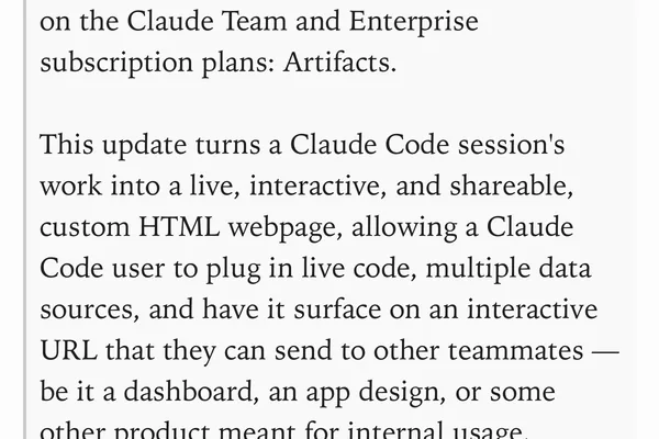 Anthropic enhances Claude code artifacts for enterprise collaboration