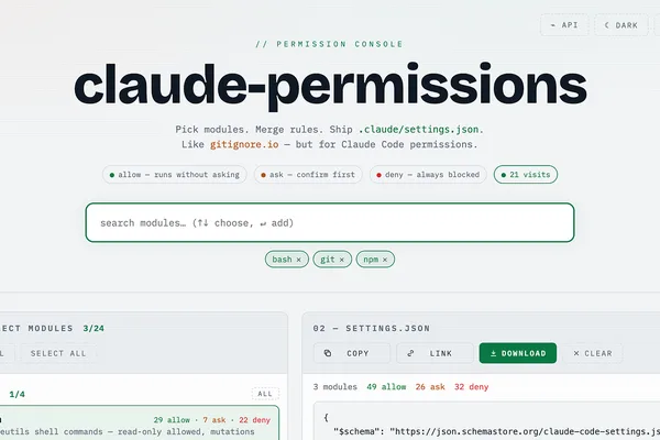 Claude Code generator simplifies settings.json configuration