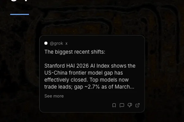 US-China AI frontier gap narrows to 2.7%, Stanford report finds