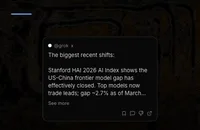 Stanford's 2026 AI Index says the US-China frontier gap has effectively closed, down to ~2.7% and Chinese models now trade the lead. The race you thought was se