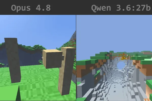 本地 Qwen3.6-27B 模型展现出惊人的 C 语言编码能力，对比 Anthropic 的 Opus 4.8