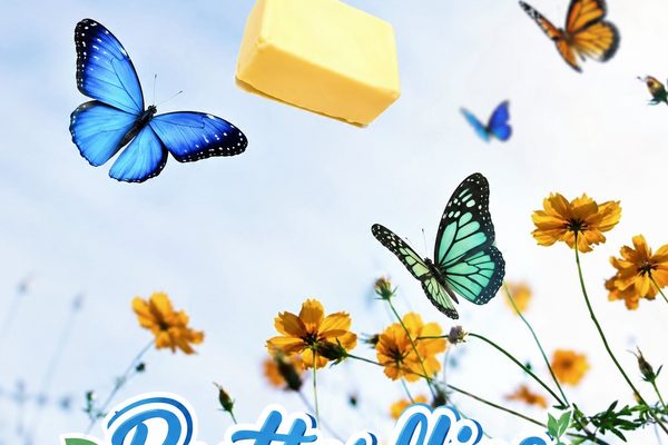 AI-generated artwork titled "Butterflies" shared on Mastodon