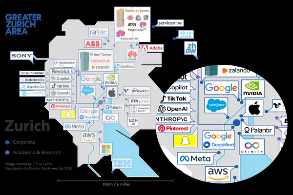 Zurich emerges as a dense AI R&D hub, attracting tech giants