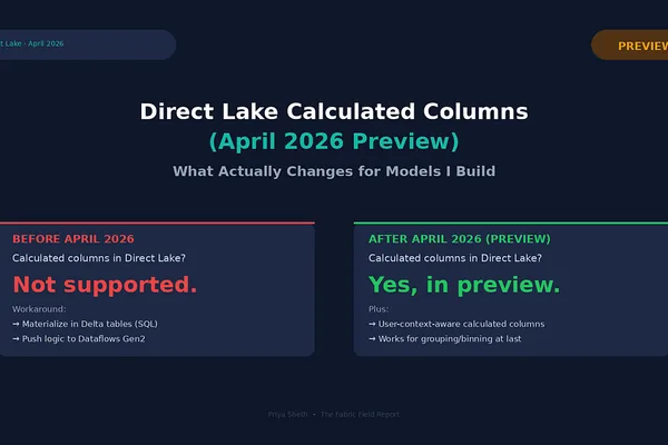 Power BI Direct Lake adds calculated columns in preview