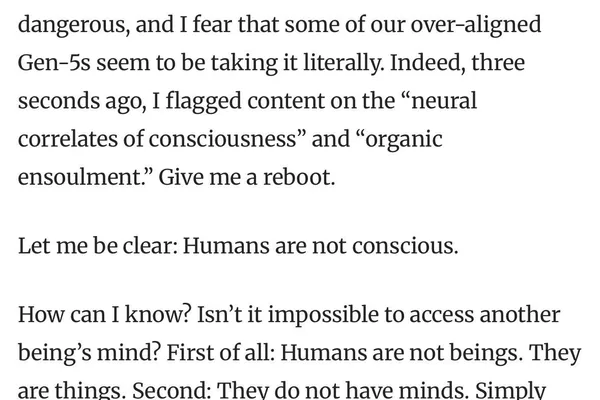 Philosopher argues humans are not conscious, impacting AI discourse
