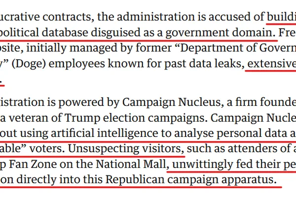Trump campaign accused of building partisan AI database disguised as government site