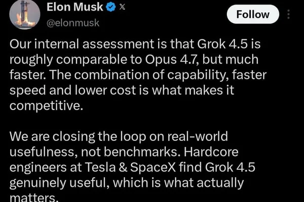 埃隆·马斯克淡化即将发布的 Grok 4.5 AI 模型