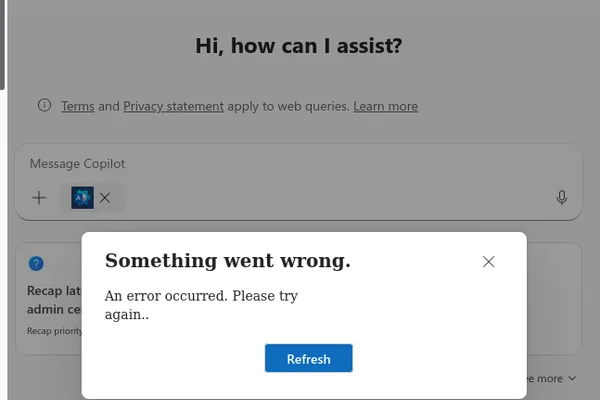 Microsoft Copilot in Office 365 shows errors and unsolicited behavior