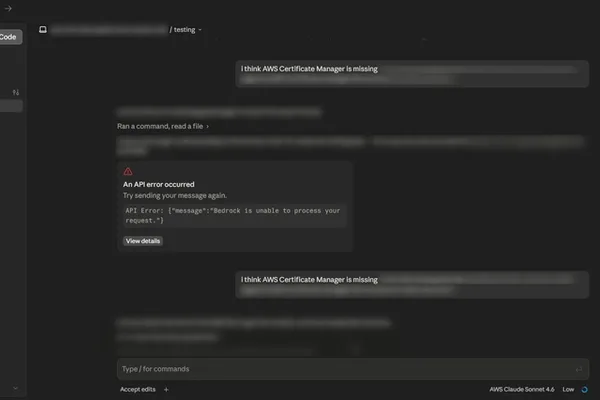 AWS Bedrock experiment incurs $8.43 in daily costs on failed Claude Code requests
