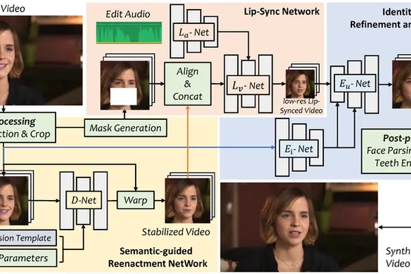 VideoReTalking system enables lip-syncing videos to new audio