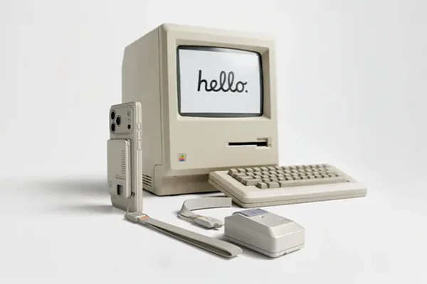 复古 iPhone 手机壳模仿经典 Mac 和音频卡带