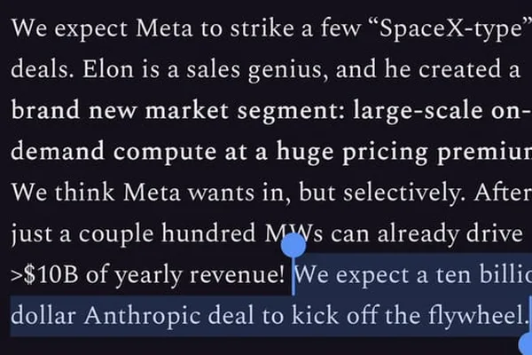 据报道 Meta 和 Anthropic 正在洽谈价值 100 亿美元的计算协议