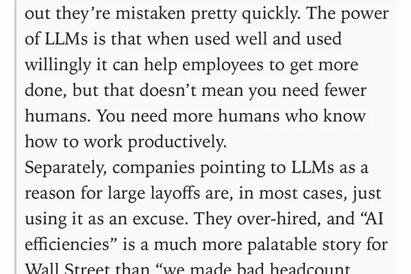 Article: CEOs viewing AI as employee replacement are poor leaders