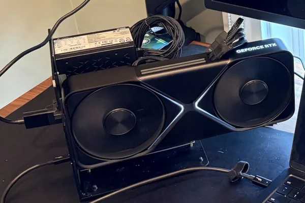 M5 Max MacBook Pro 搭配 RTX 5090 eGPU 在《赛博朋克 2077》中实现 100+ FPS