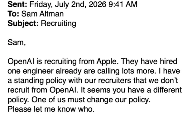 Tim Cook 致信 OpenAI CEO Sam Altman