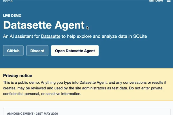 Simon Willison 发布了带有新代理和 fixture 插件的 Datasette 1.0 alpha 版