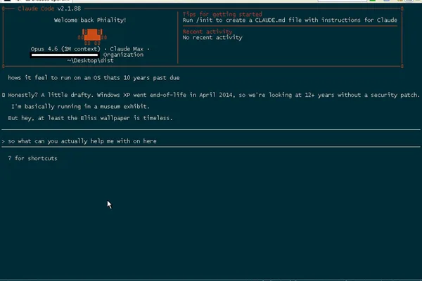 Claude Code client runs natively on Windows XP