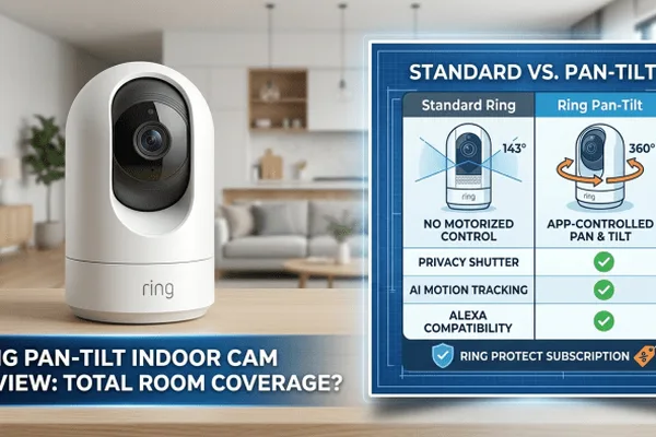 Ring Pan-Tilt Indoor Cam review highlights AI alerts and 360° coverage