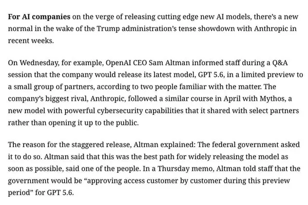 US Government to Approve Access to OpenAI's GPT-5.6 Model