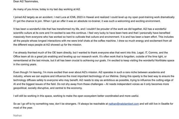 Allen Institute for AI project contributor departs