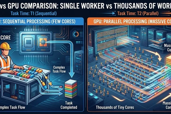 LLMs rely on GPUs for massive parallel computation, not CPUs