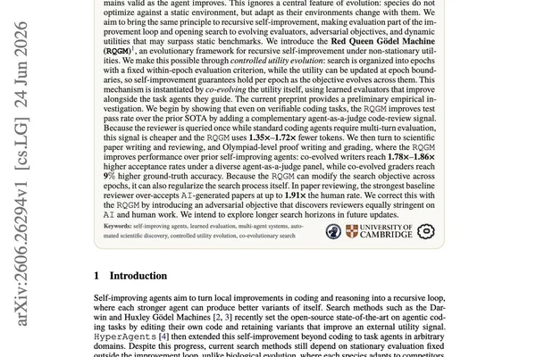 Cambridge paper proposes Red Queen Gödel Machine for self-improving AI agents