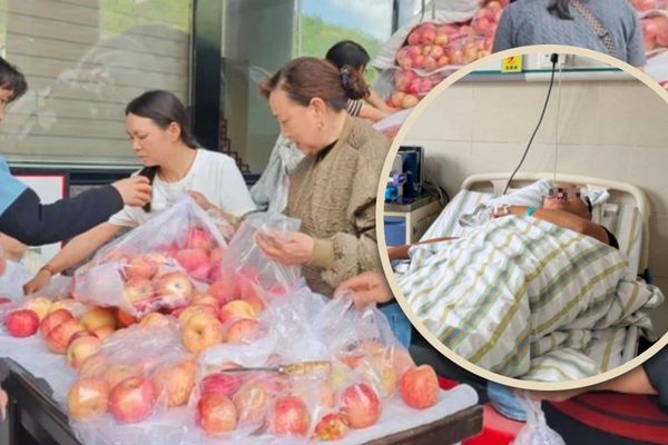 Hospital staff buy 4,000kg of apples from farmer who suffered stroke