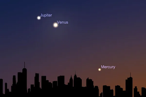 Venus, Jupiter, and Mercury align in rare post-sunset celestial display