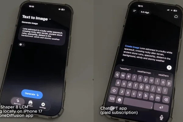 iPhone本地AI图像生成速度比ChatGPT快25倍