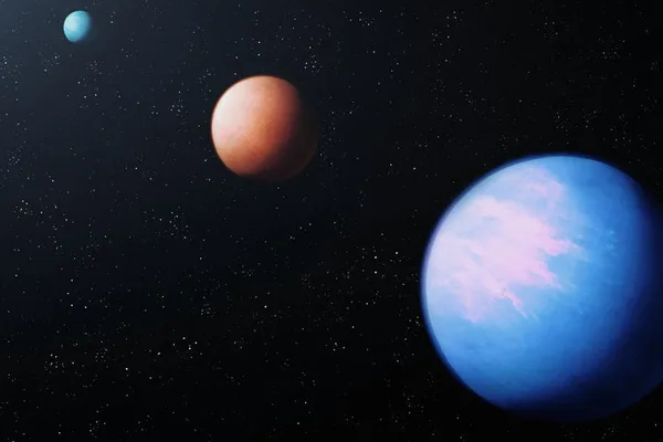 金星、木星和新月在傍晚的天空中排成一列