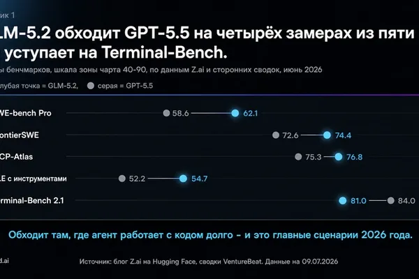 Chinese GLM-5.2 model outperforms GPT-5.5 on coding benchmarks, offers lower cost · 1 source tracked