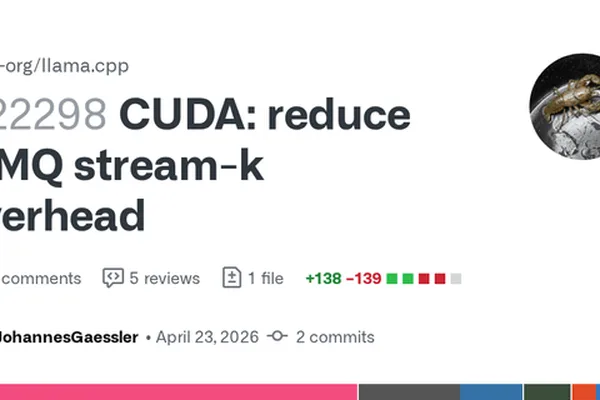 llama.cpp CUDA pull request optimizes MMQ stream-k overhead for MoE models