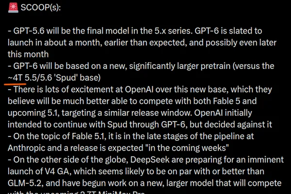 Reddit 上关于 OpenAI 的 GPT-5 参数规模的讨论