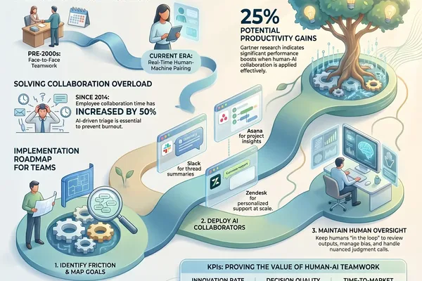 Infographic details strategies for human-AI collaboration at work