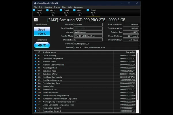 CrystalDiskInfo adds feature to detect fake Samsung SSDs