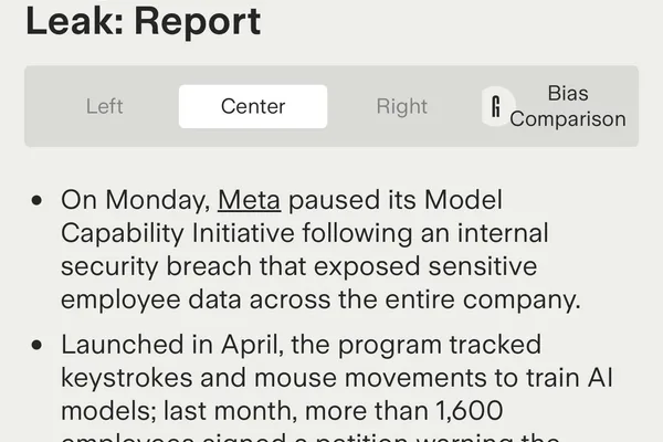 Meta pauses AI training after internal data leak from employee tracking program