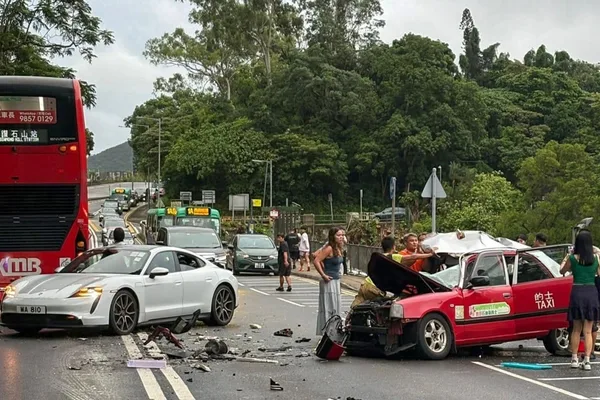 Hong Kong taxi driver dies in bus collision, two passengers injured